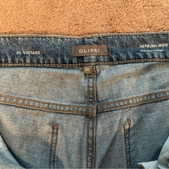 DL1961 Blue Flare Wide Leg Jeans with Frayed Hem - Picture 4 of 9